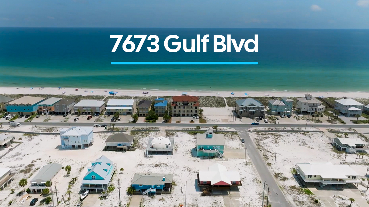 Aerial real estate video walkthrough of a beachfront property