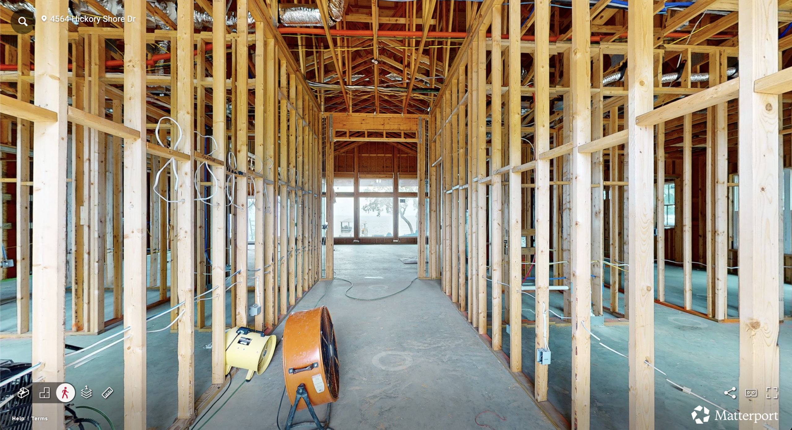Matterport 3D walkthrough of construction site framing