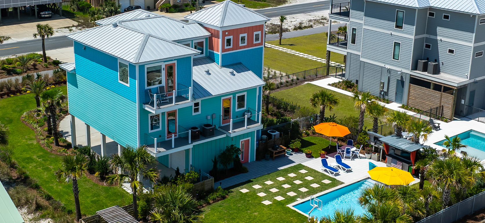 Aerial real estate photography of a property